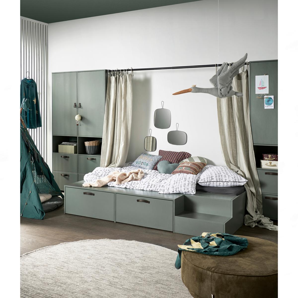 BETT Stage Dunkelgrün 80x200cm - Dunkelgrün, Design, Holz (80/200cm) - Livetastic