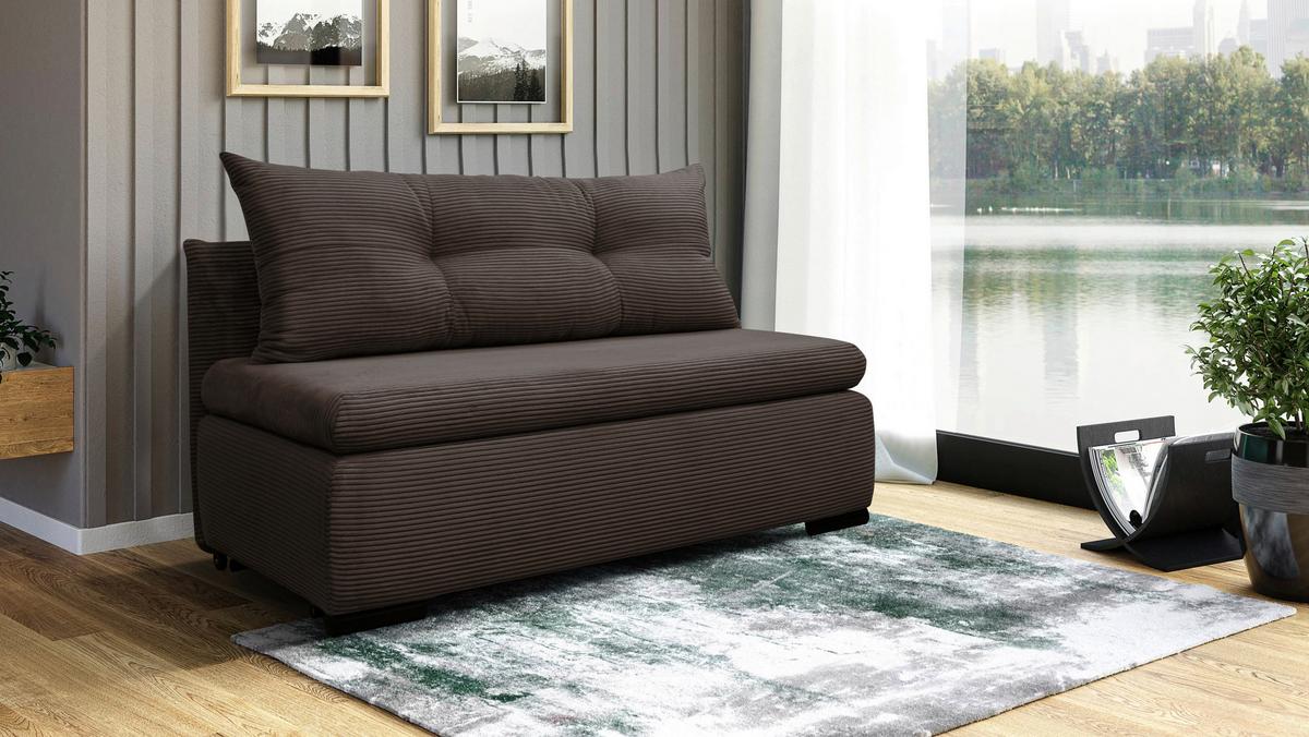 Schlafsofa Mit Bettkasten Yellow B: 154 Cm Cord Braun - Schwarz/Braun, Design, Textil (154/93/85cm) - MID.YOU