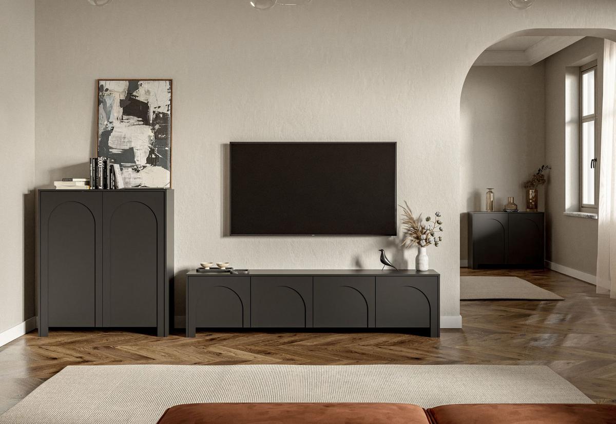 Černá komoda, bezúchytkové otevíraní, š: 100 cm - černá, Design, kompozitní dřevo (100/81/35cm)