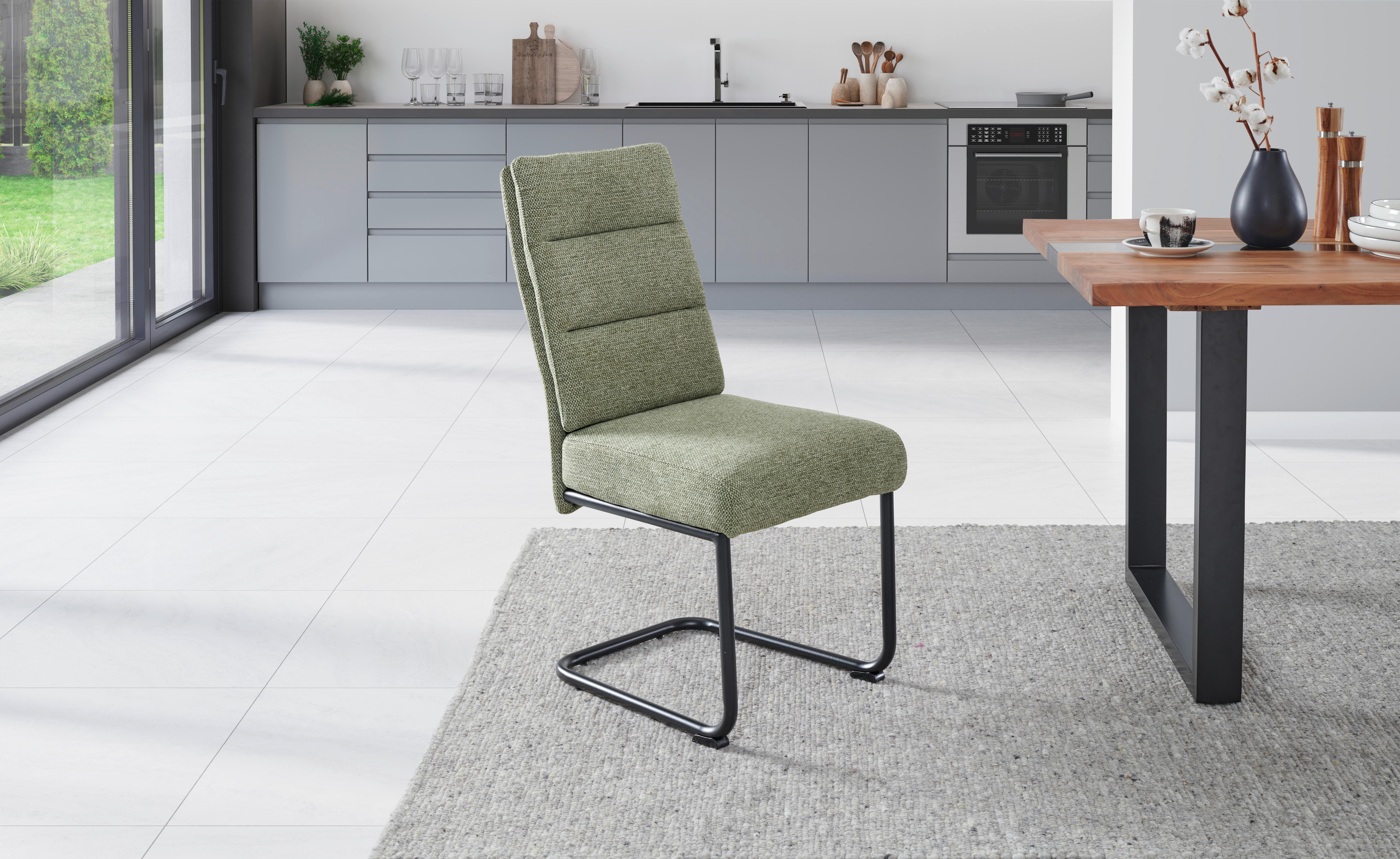 Schwingstuhl Hilal - Schwarz/Grün, LIFESTYLE, Holz/Textil (45/94/62cm) - MID.YOU