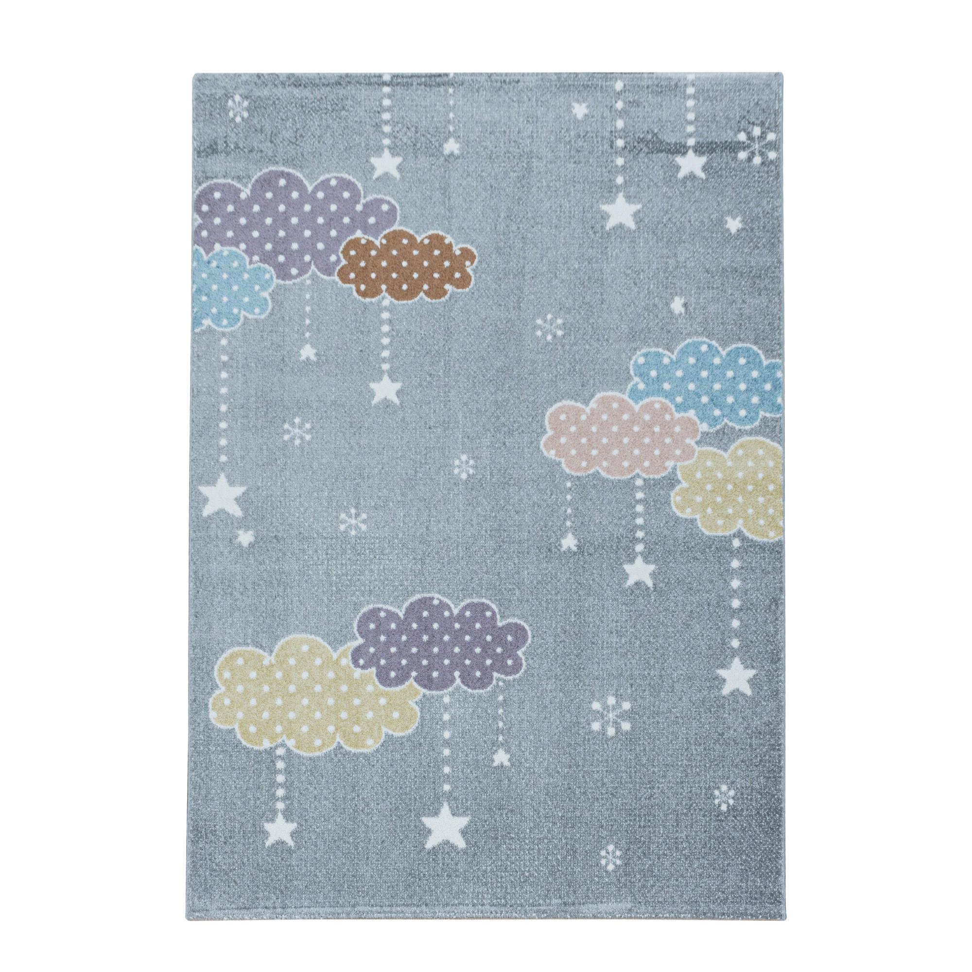 Kinderteppich Sterne & Woken Grau Lucky 80x150 cm - Grau, Trend, Textil (80/150cm)