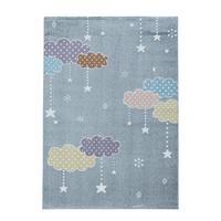 Kinderteppich Sterne & Woken Grau Lucky 80x150 Cm - Grau, Trend, Textil (80/150cm)