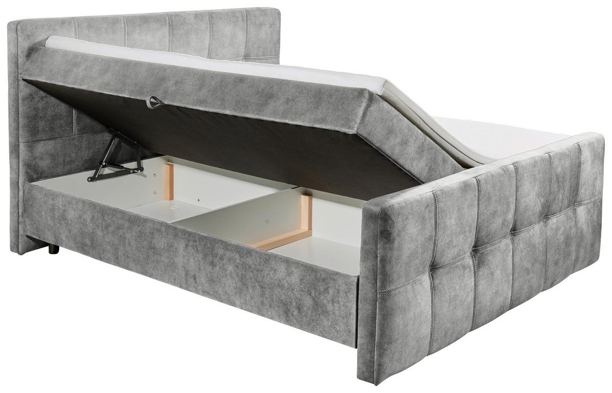 Boxbett mit Topper & Bettkasten 160x200 Valetta - Schwarz/Grau, MODERN, Holzwerkstoff/Textil (160/200cm) - MID.YOU