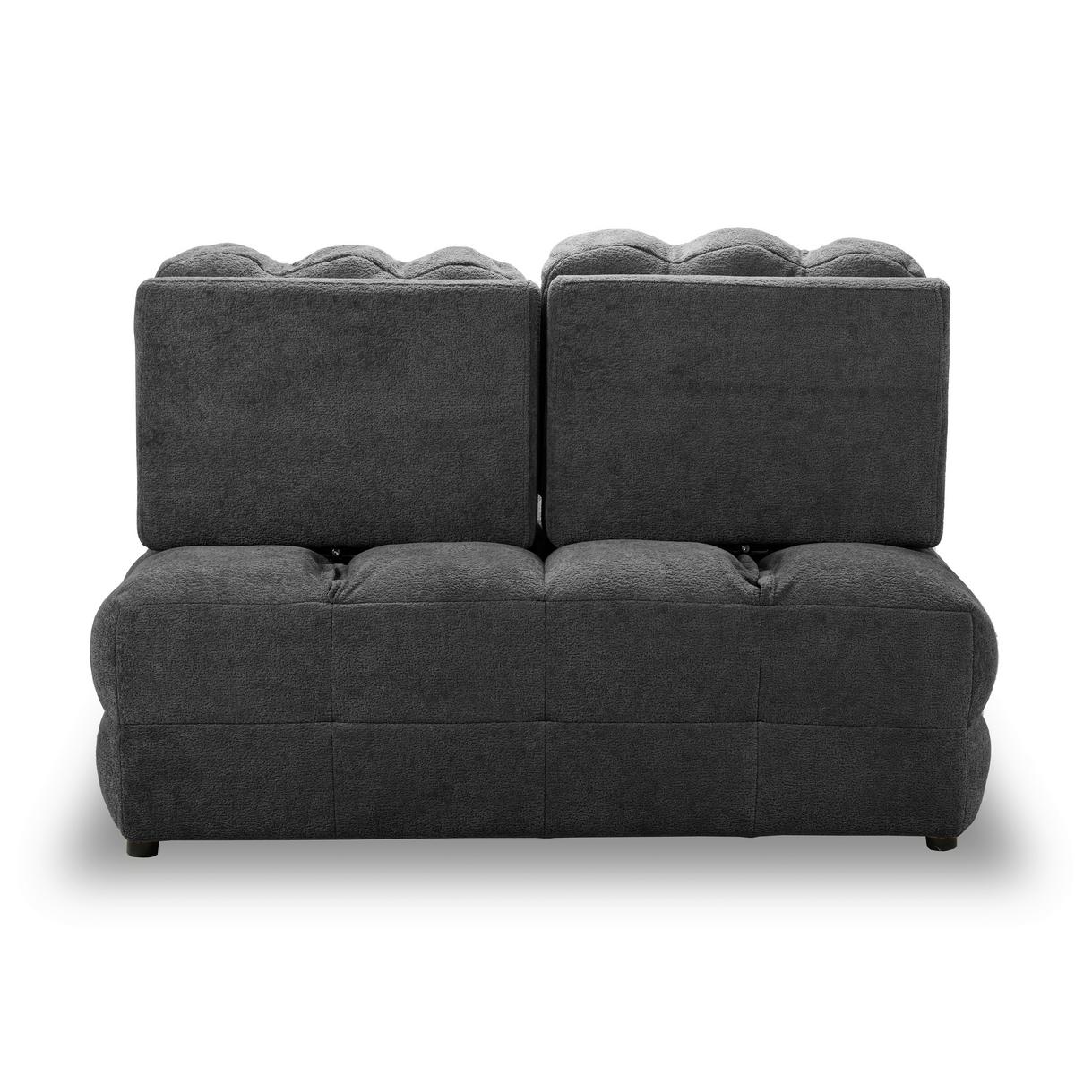 Rozkládací pohovka LIARA, tmavě šedá, 2-dílná sada - černá/tmavě šedá, Moderní, kov/dřevo (137/87/110cm) - Bessagi Home
