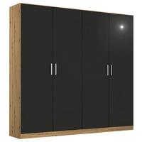 Skriňa s otočnými dverami dub Artisan/sivá 181cm - sivá/chrómová, Modern, kompozitné drevo/plast (181/197cm) - Rauch Möbel