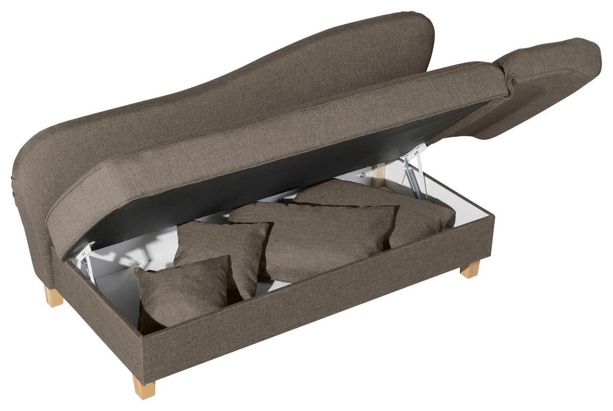 Recamiere Selma Sahara Rechts mit Bettkasten+schlaffunktion - Hellbraun/Buchefarben, Design, Textil (190/82/88cm) - Max Winzer