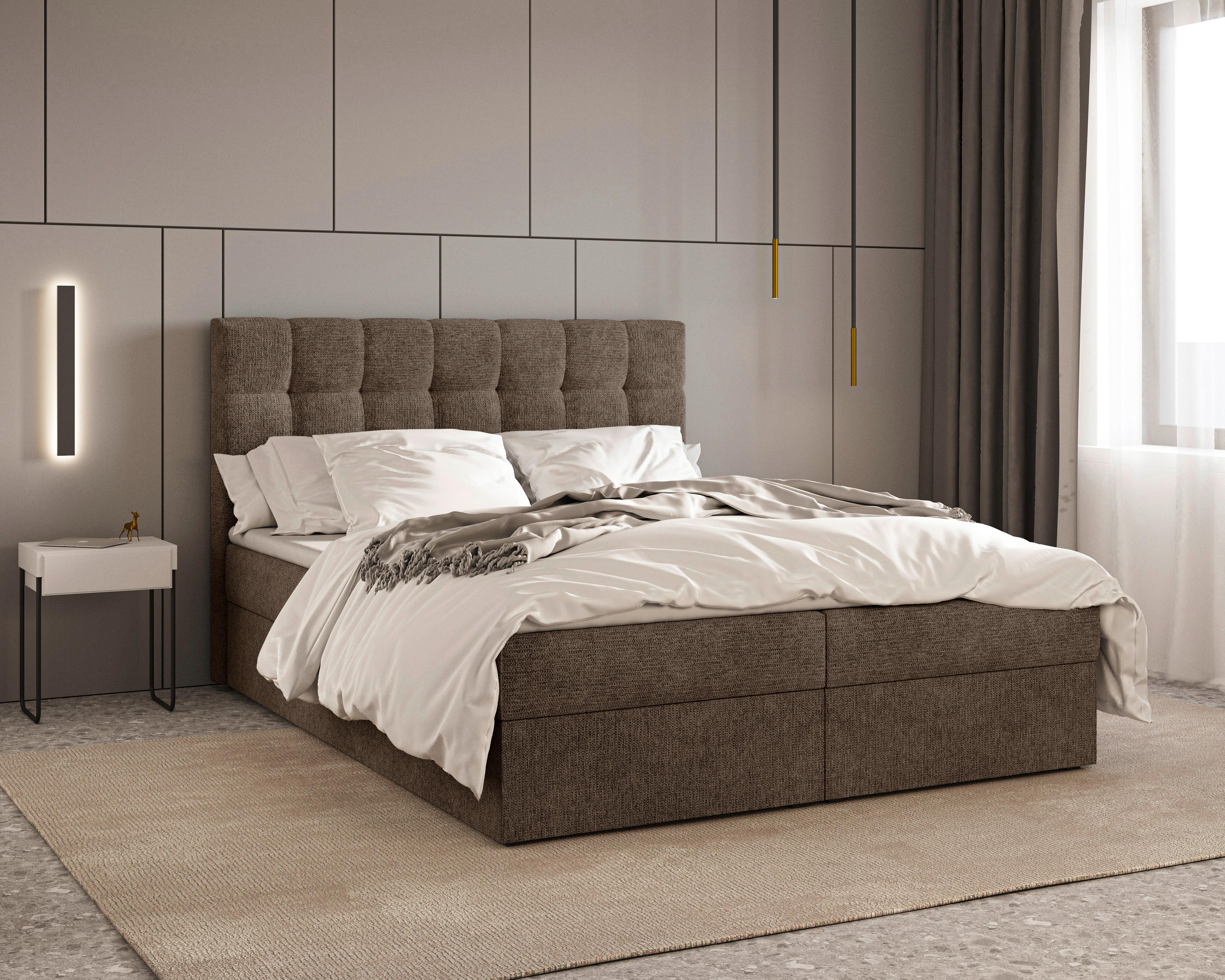 Boxbett Oslo mit Topper 160x200 - Schwarz/Braun, MODERN, Holz/Kunststoff (160/200cm) - Livetastic