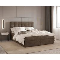Boxbett Oslo mit Topper 180x200 - Schwarz/Braun, MODERN, Holz/Kunststoff (180/200cm) - Livetastic