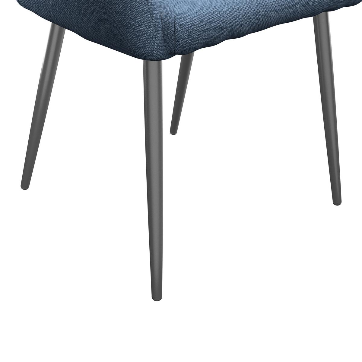 Armlehnstuhl Joe Ii Leinenoptik Blau - Blau/Schwarz, KONVENTIONELL, Textil/Metall (58/86/61cm)