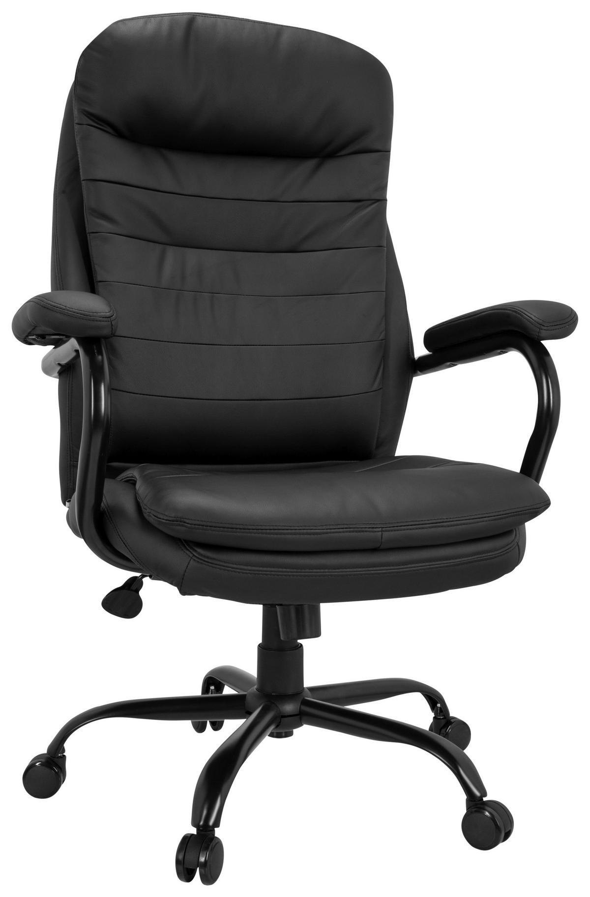 Bürostuhl Relax Xxl Schwarz Bis 180 Kg - Schwarz, Basics, Kunststoff/Textil (78/118/70cm) - MID.YOU