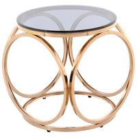 Beistelltisch Whitney 125 Grau/Rosegold B: 40 cm - Roségold/Grau, Design, Glas/Metall (40/40/42cm) - Kayoom