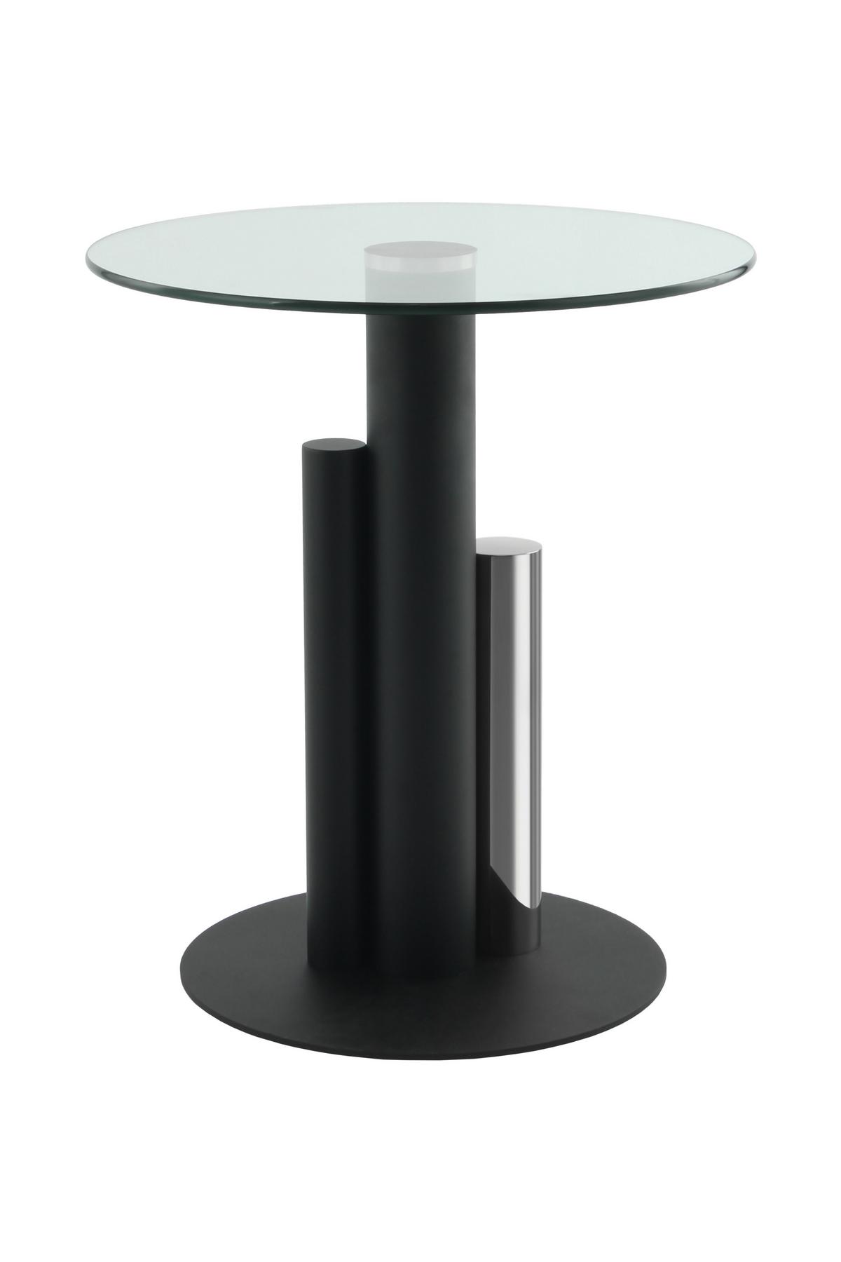 Beistelltisch Mit Glasplatte Rund Ontario, Klar/silber - Silberfarben, MODERN, Glas/Metall (46/46/52cm) - Kayoom