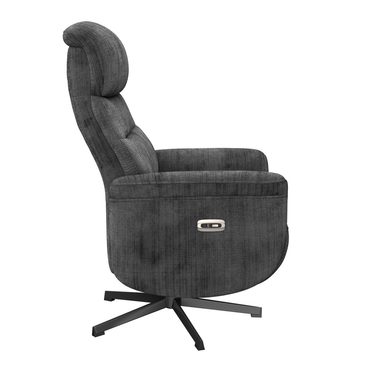 Relaxsessel Manila Chenille anthrazit, B: 73 cm - Anthrazit/Schwarz, MODERN, Textil/Metall (73/113/89cm)
