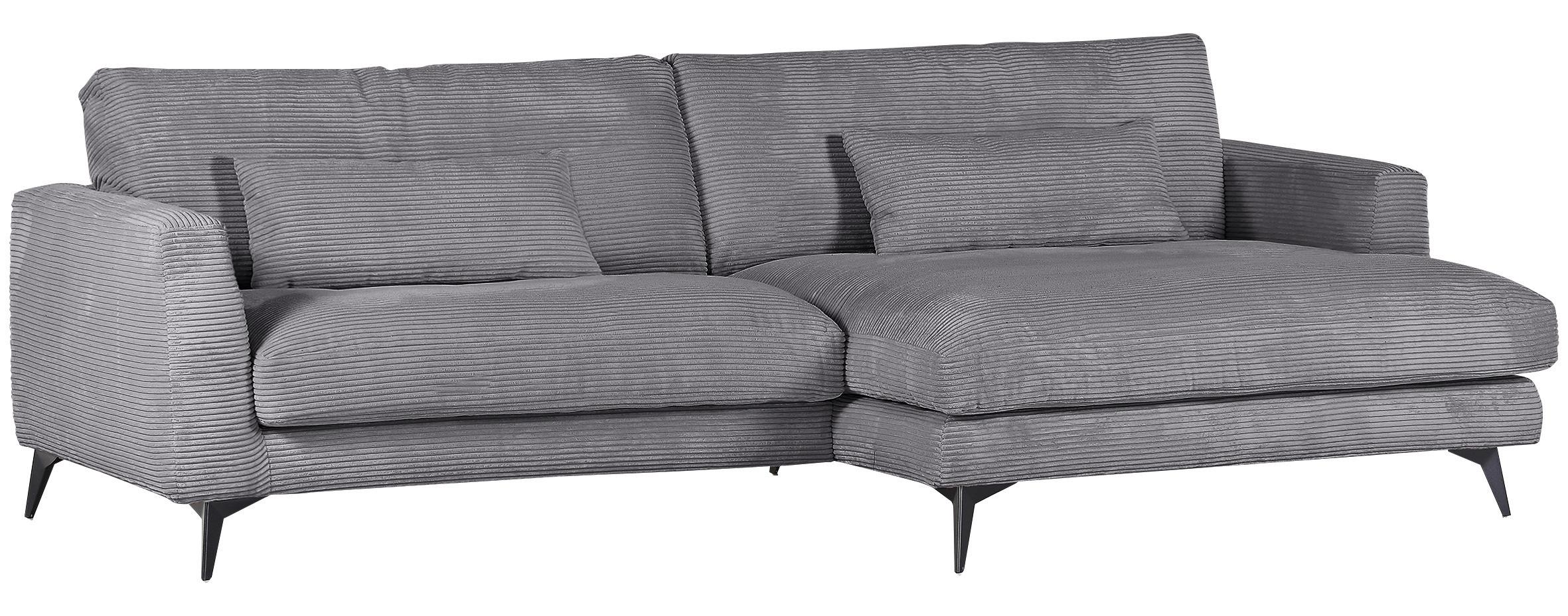 Ecksofa Macau Dunkelgrau S: 270x140 cm - Dunkelgrau/Schwarz, LIFESTYLE, Textil (270/140cm) - Livetastic