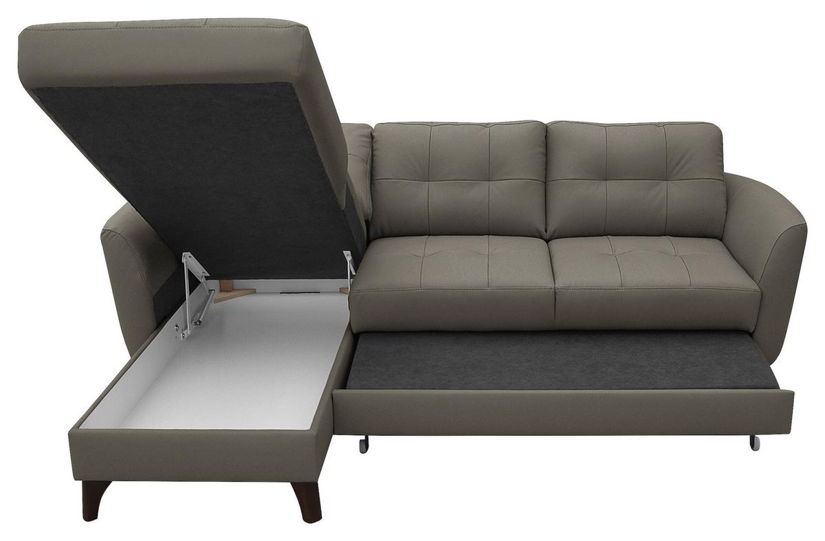 Ecksofa Nordic Schlammfarben S: 168x238 cm - Schlammfarben/Buchefarben, Design, Leder/Textil (168/238cm) - Livetastic