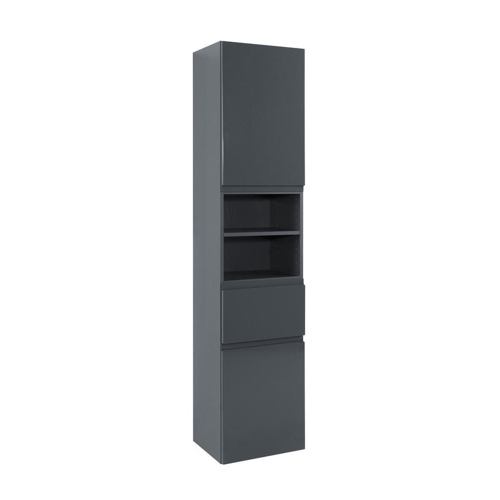 Hochschrank mit Soft-Close Cardiff 40cm, Graphit Dekor