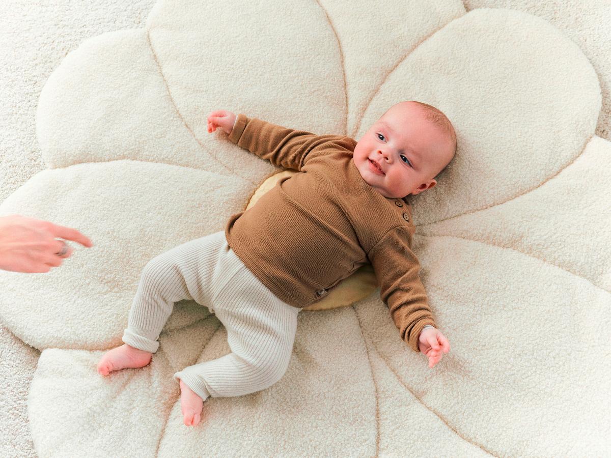 Krabbeldecke Blume, Teddystoff Gelb, Weiß, B: 110 cm - Gelb/Weiß, KONVENTIONELL, Textil (110/110cm) - Childhome