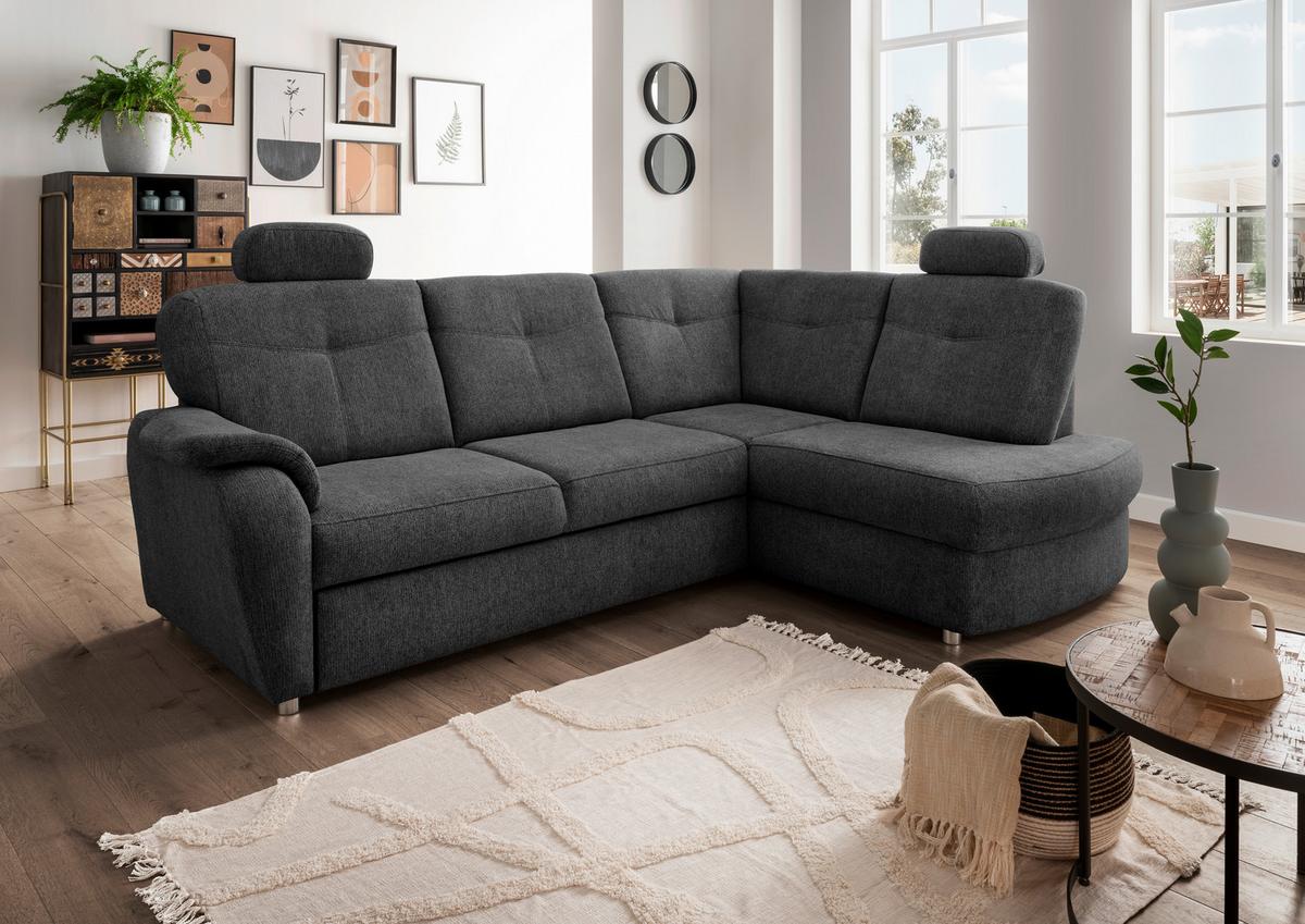 Eckschlafsofa Rosali Anthrazit S: 264x180 Cm - Chromfarben/Anthrazit, MODERN, Textil (264/180cm) - Livetastic