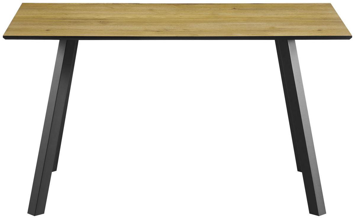 Tischgruppe Zurs 5-teilig Artisan Eiche/Leinenoptik grau - Eichefarben/Schwarz, Trend, Holz/Holzwerkstoff (140/75/80cm)