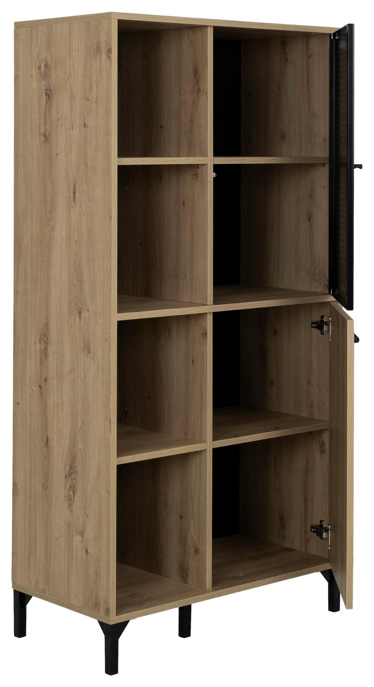 Highboard Craft Eiche Artisan/Schwarz,b: 78cm - Schwarz/Eiche Artisan, Basics, Holzwerkstoff/Metall (78/155/41cm) - Livetastic