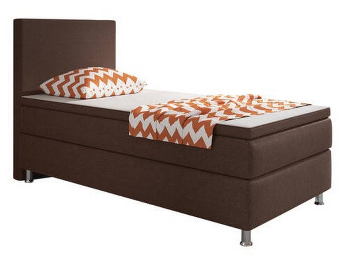 Boxspringbett mit Topper 90x200 cm Berlin - Silberfarben/Braun, KONVENTIONELL, Textil (90/200cm) - MID.YOU