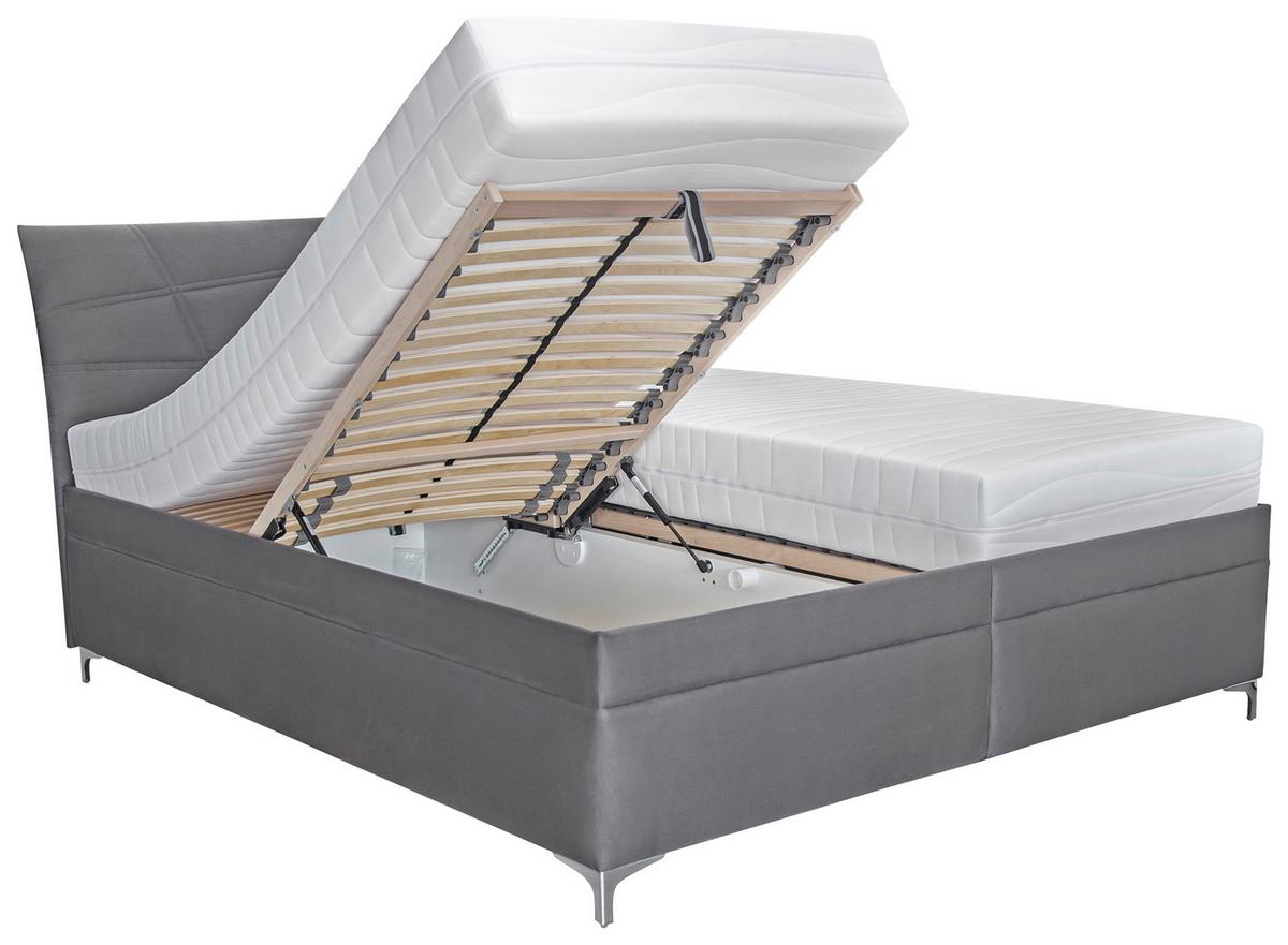 Čalouněná postel LAUREN 160x200, antracit, text. kůže - bílá/barvy chromu, Konvenční, dřevo/textil (160/200cm)