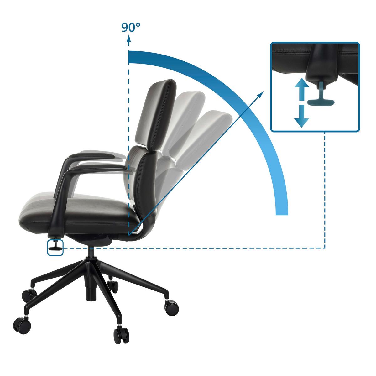 Drehstuhl Schwarz B: 62 cm - Schwarz, MODERN, Leder/Kunststoff (62/98-108/60cm) - MID.YOU