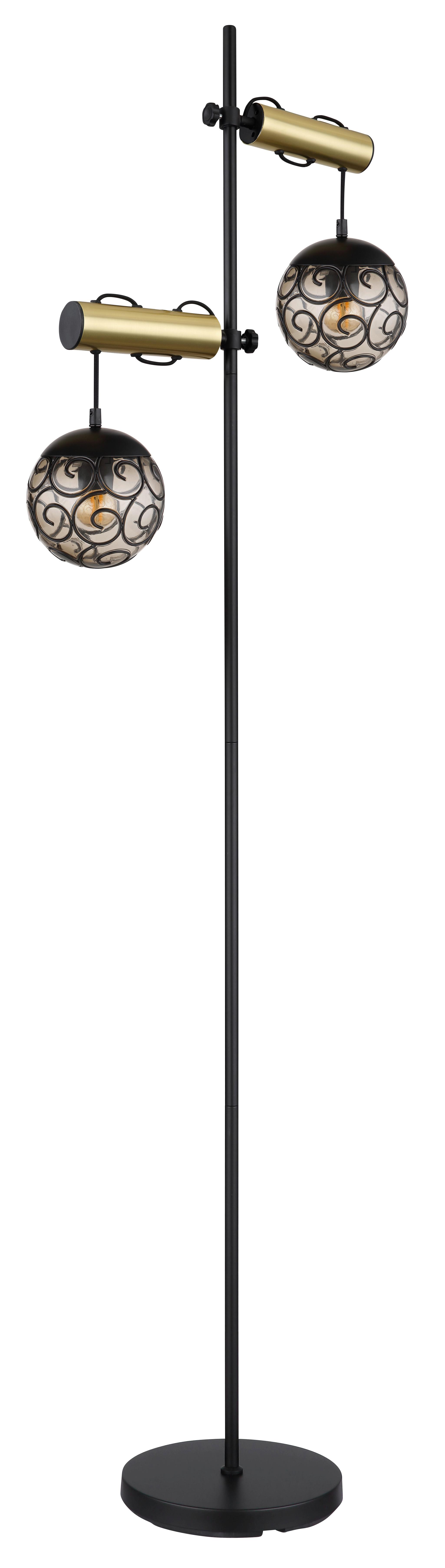Stehlampe 15659s Grau, Schwarz 15659s - Goldfarben/Schwarz, Design, Kunststoff/Metall (51/25/168cm) - Globo