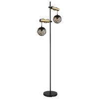Stehlampe 15659s Grau, Schwarz 15659s - Goldfarben/Schwarz, Design, Kunststoff/Metall (51/25/168cm) - Globo