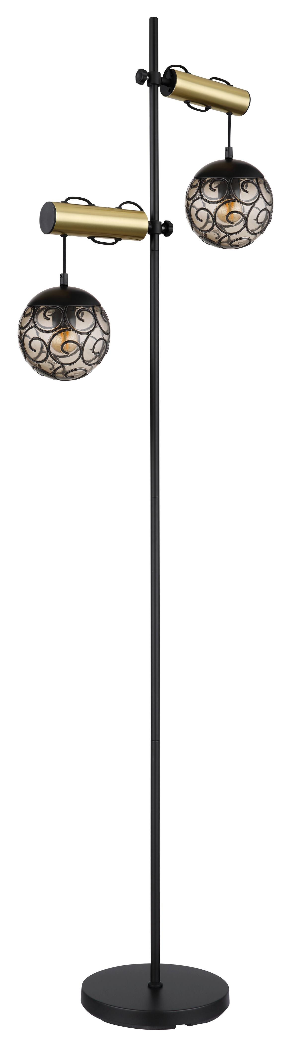 Stehlampe 15659s Grau, Schwarz 15659s - Goldfarben/Schwarz, Design, Kunststoff/Metall (51/25/168cm) - Globo