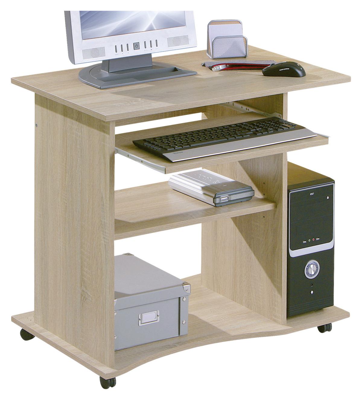 Computertisch mit Auszug B 80 cm H 75 cm Durini, Eiche Dekor - Sonoma Eiche, KONVENTIONELL, Holzwerkstoff/Kunststoff (80/50/75cm) - MID.YOU