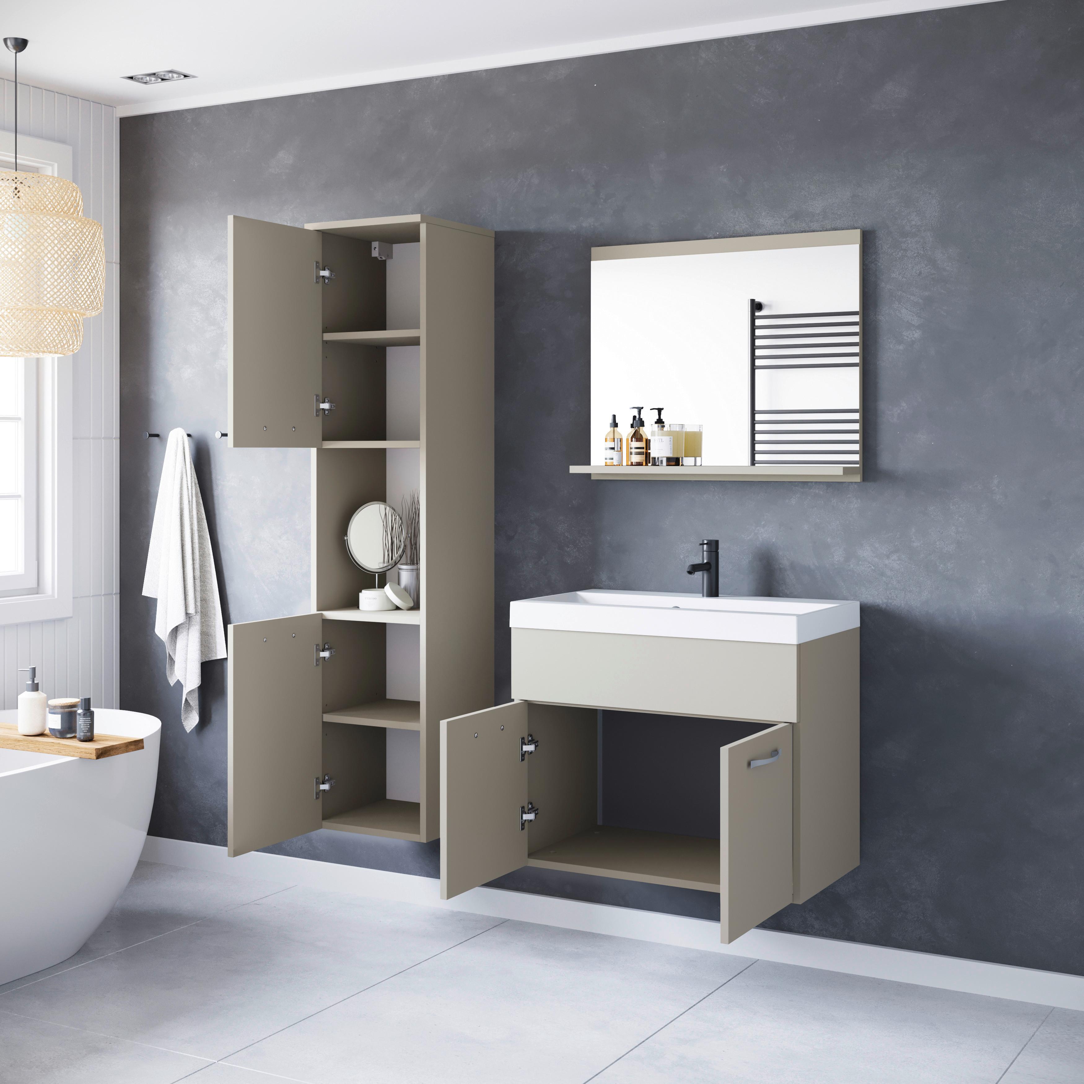 Badmöbel-Set 4-Tlg. Montreal Beige/Kaschmir B: 90,2 cm - Kaschmir/Beige, LIFESTYLE, Holzwerkstoff (90,2/132,8/35cm) - P & B