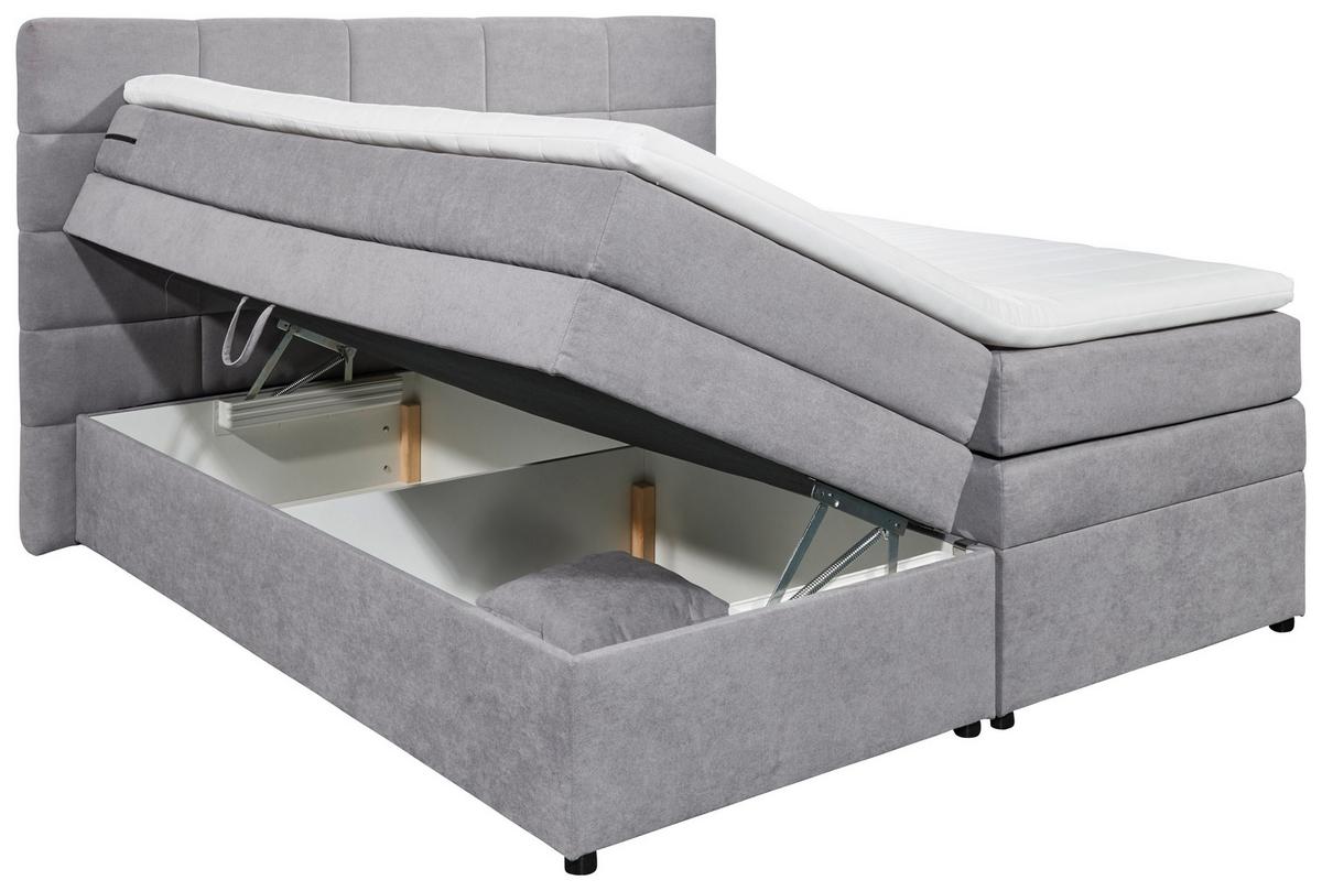Boxspringbett Mit Topper & Bettkasten 180x200 Tacoma 3 - Hellgrau, KONVENTIONELL, Kunststoff (180/200cm) - MID.YOU