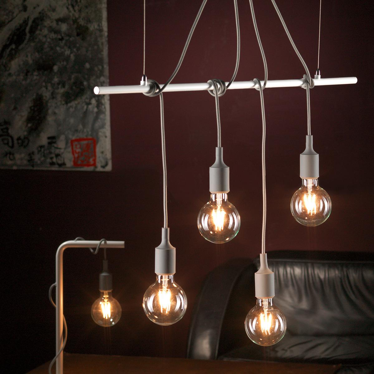 Hängeleuchte Weiß L: 80 cm 22w - Weiß, Basics, Metall (80/10/90cm)