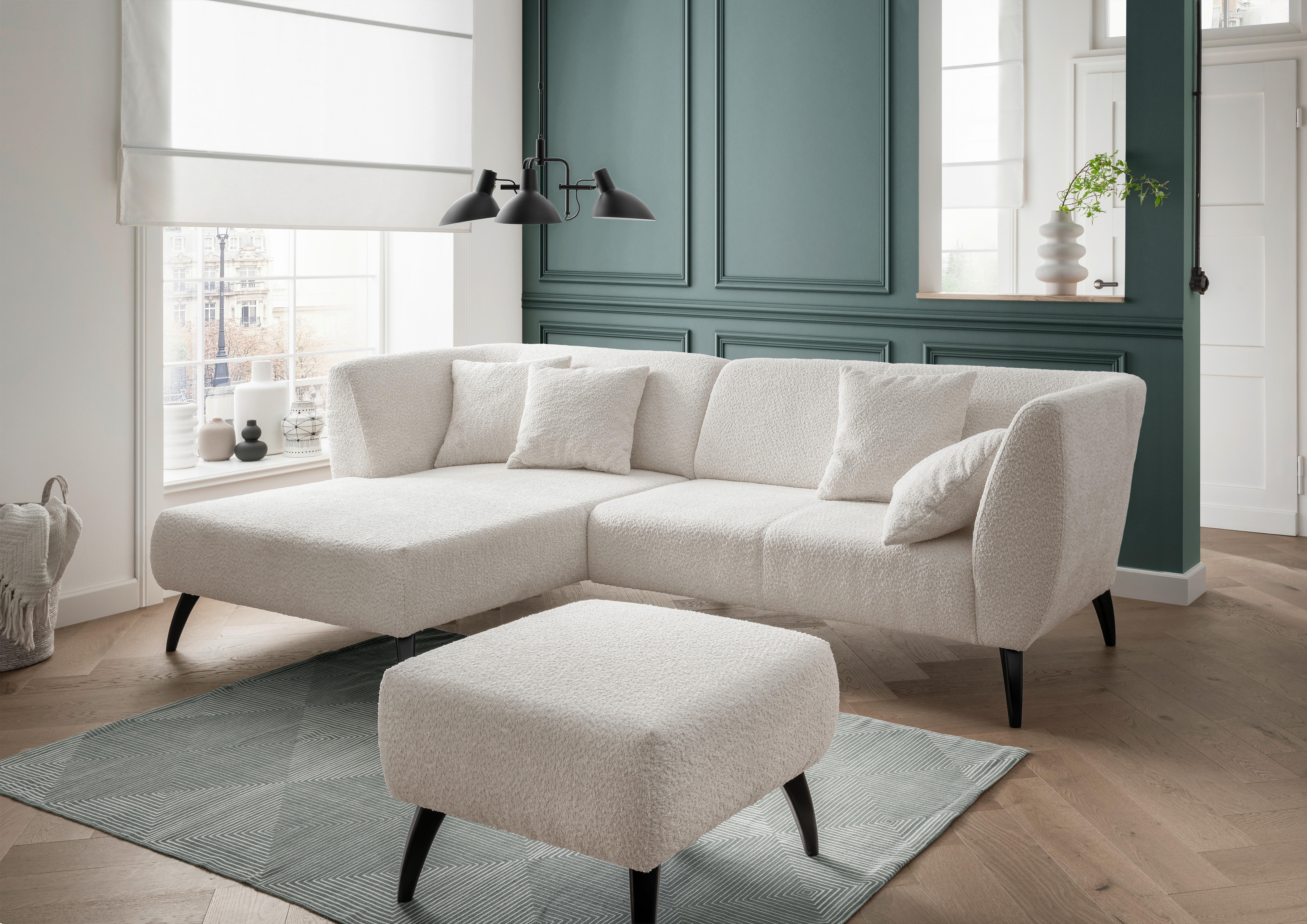 Ecksofa Colori Weiß S: 160/264 cm - Schwarz/Weiß, MODERN, Holz/Textil (160/264cm) - MID.YOU