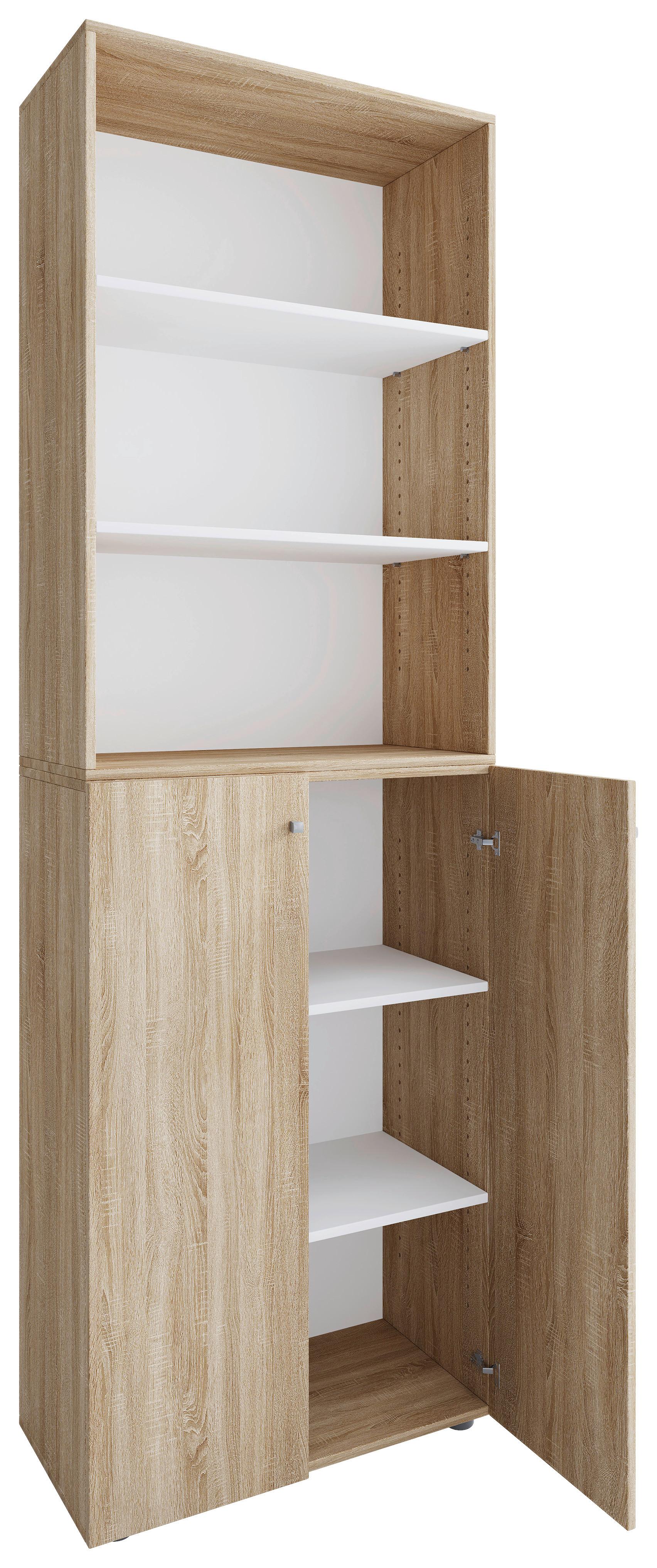 Schuhschrank Lona Sonoma Eiche Dekor - Schwarz/Sonoma Eiche, Design, Holzwerkstoff (70/220/40cm) - MID.YOU