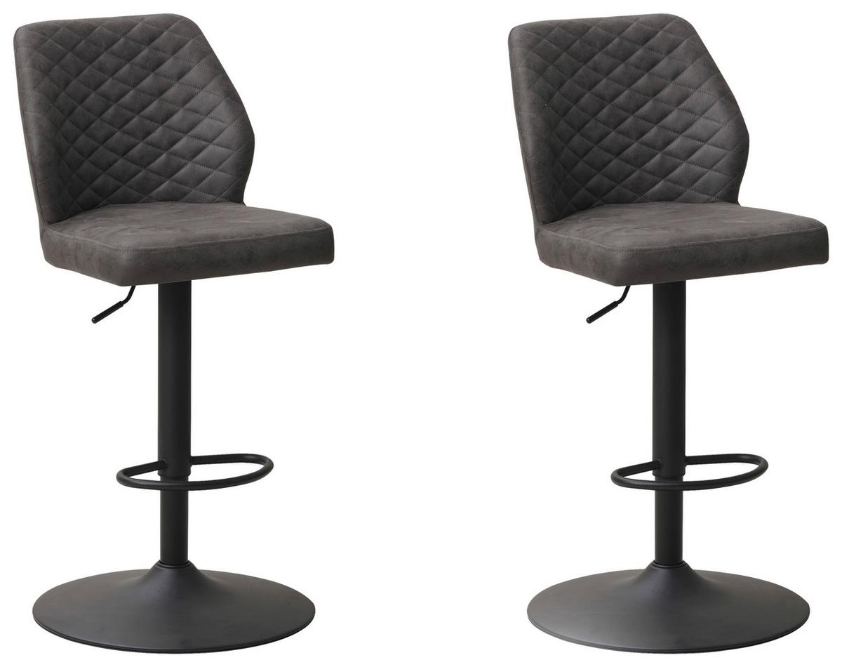 Barhocker-set Grayson - Anthrazit/Schwarz, KONVENTIONELL, Textil/Metall (42/114/52cm) - MID.YOU