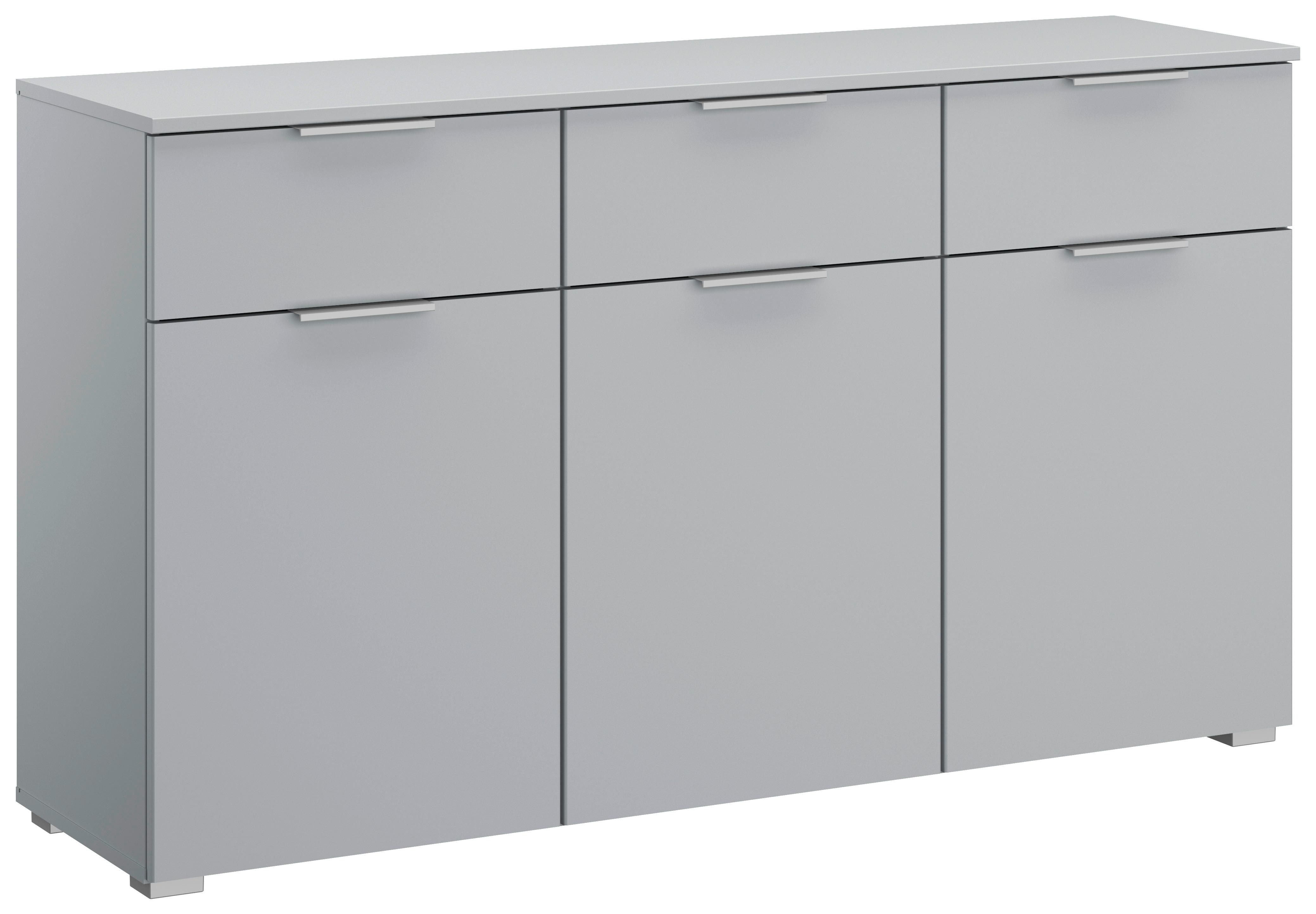 Kommode Mit Soft-Close B: 140 cm Alabama, Seidengrau - Hellgrau/Alufarben, MODERN, Holzwerkstoff (140/81/42cm)