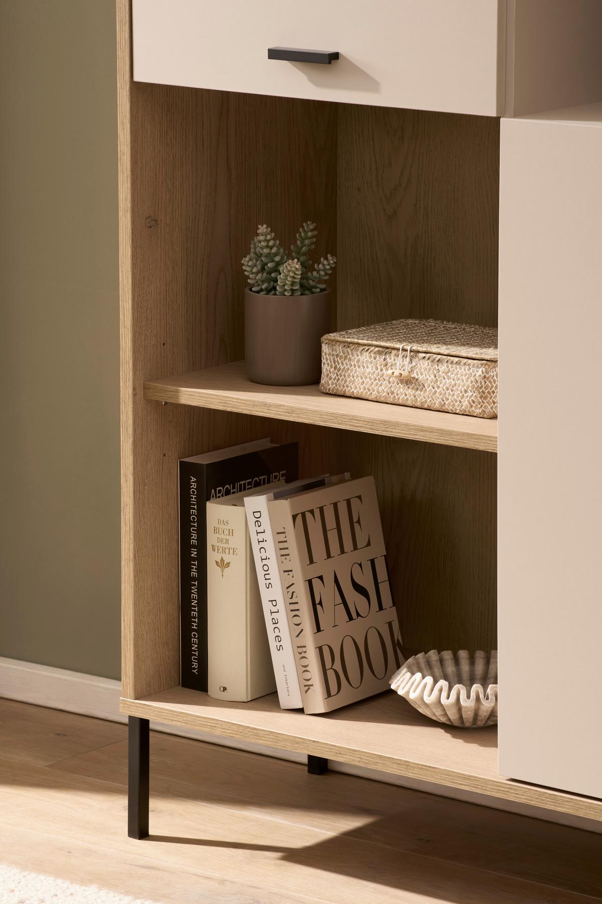 Regalelement Fredericia Eichefarben Kaschmir B: 105 cm - Kaschmir/Eichefarben, Design, Holzwerkstoff (105/160/40cm) - MID.YOU