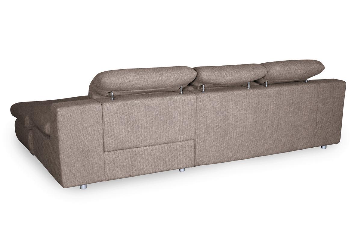 Ecksofa Isona Taupe Chenille - Taupe/Chromfarben, Design, Textil (286/165cm) - Livetastic