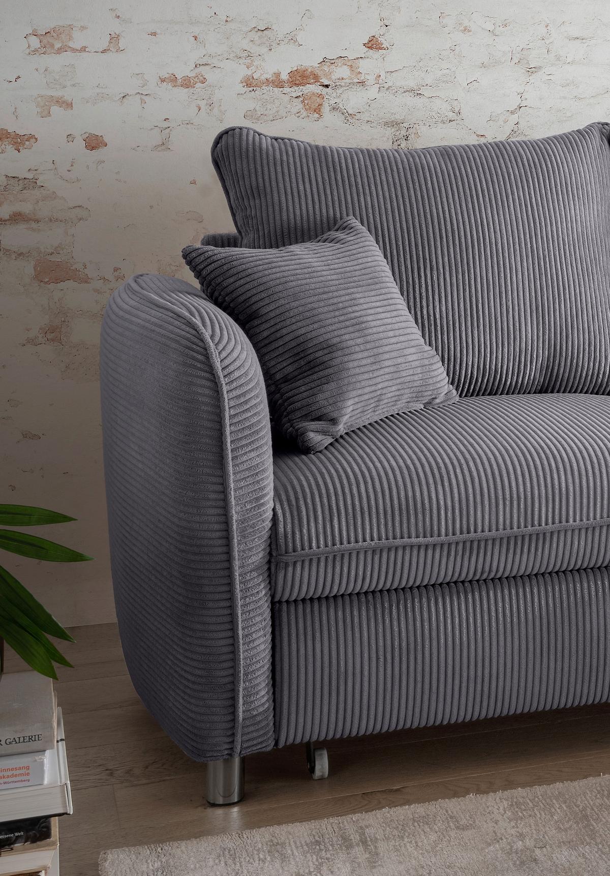 Eckschlafsofa Lauritio Grau S: 254x160 cm - Chromfarben/Grau, MODERN, Textil (254/160cm) - Livetastic