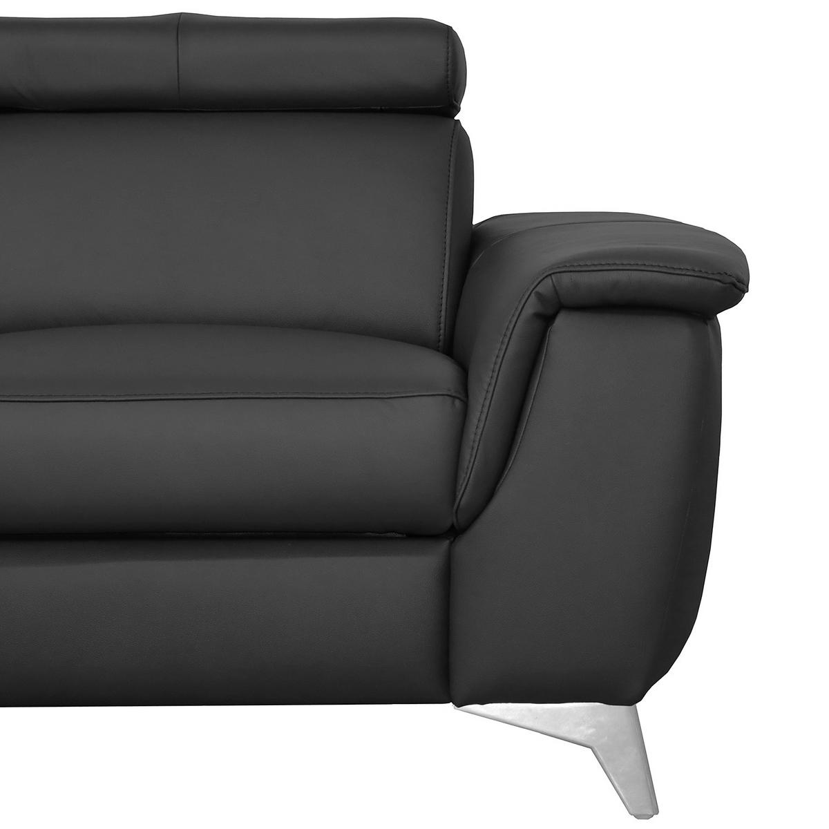 Ecksofa Lince Schwarz S: 197x257 Cm - Chromfarben/Schwarz, Design, Leder/Textil (197/257cm) - Livetastic
