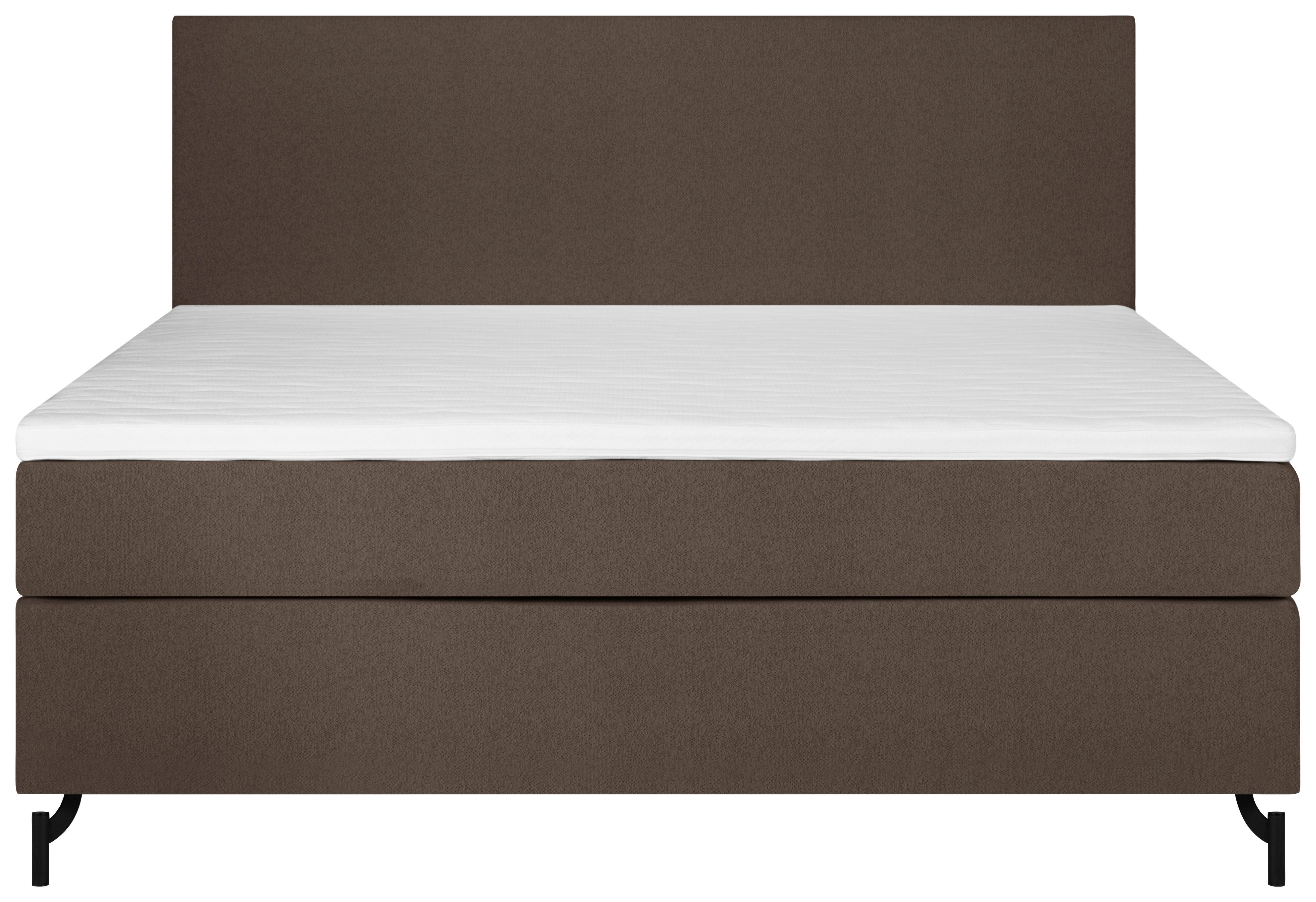 Boxspringbett Linz 140x200 cm Braun inkl. Topper - Schwarz/Braun, MODERN, Textil (140/200cm) - MID.YOU