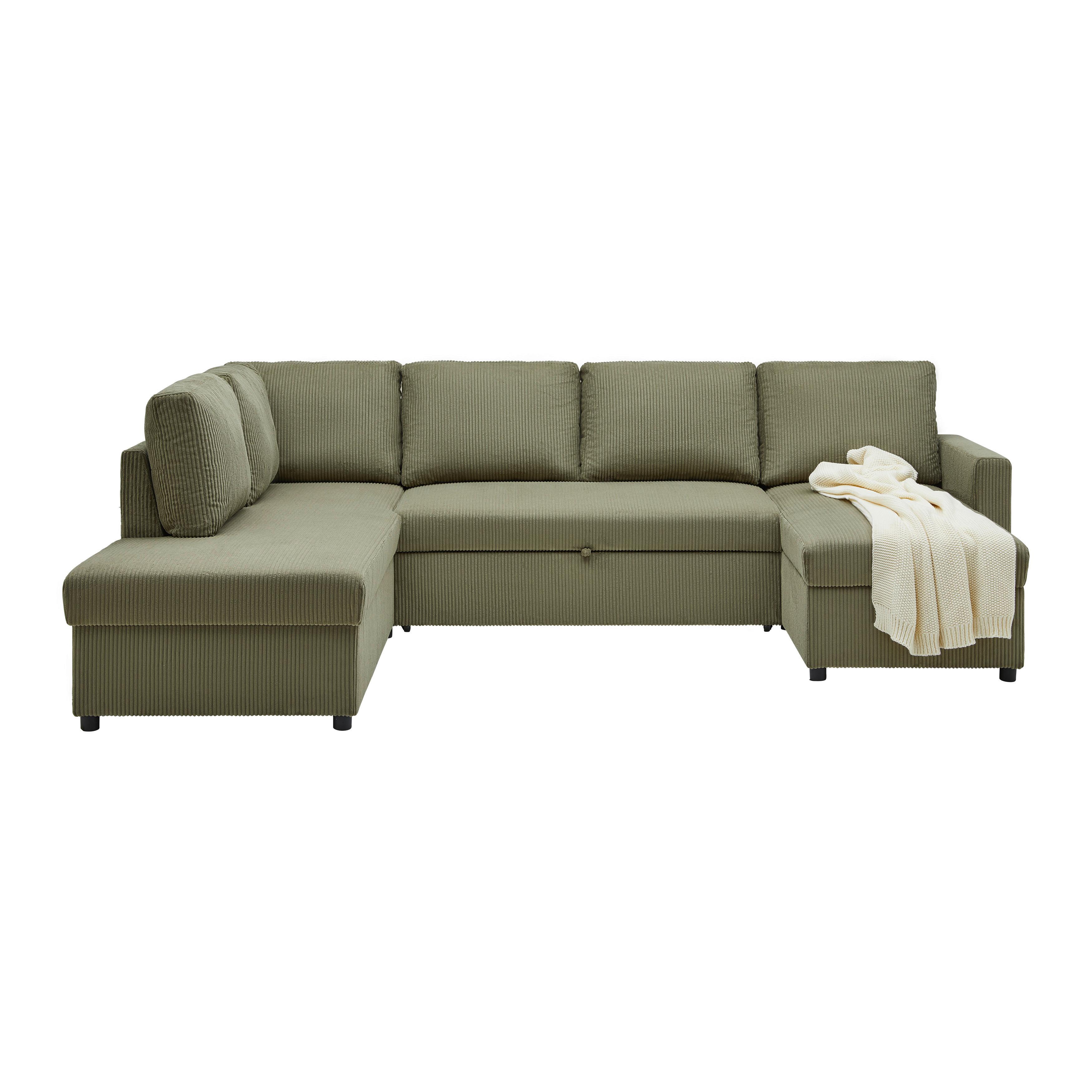 Sedací souprava MARTINA, levá, zelený manšestr - zelená, Moderní, kov/dřevo (204/276/146cm) - Based