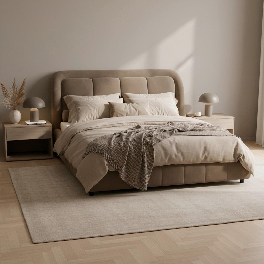 Čalúnená posteľ ANTON 160x200 cm, sivá - hnedá/svetlohnedá, Modern, kov/drevo (160/200cm) - Bessagi Home