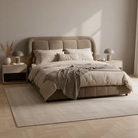 Čalúnená manželská posteľ ANTON, 160x200 cm, sivá - hnedá/svetlohnedá, Modern, kov/drevo (160/200cm) - Bessagi Home