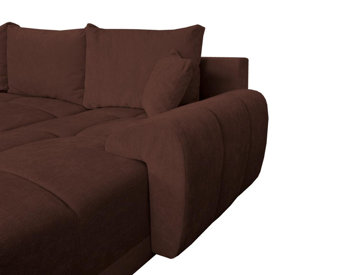 Rohová sedačka BONN, oboustranná, hnědá žinylka - černá/hnědá, Moderní, textil/plast (296/182cm)