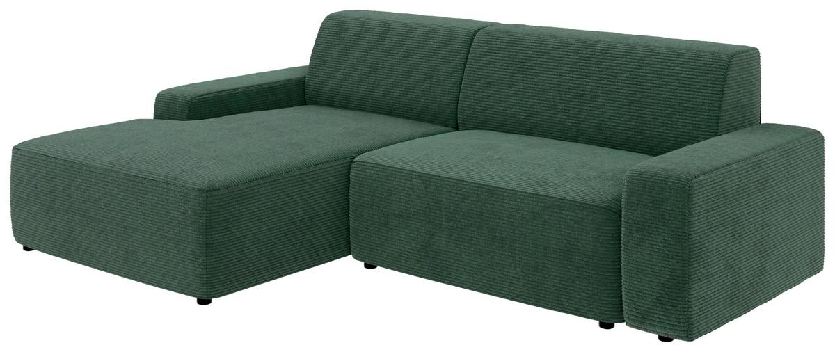 Ecksofa Dunkelgrün S: 162x246 cm - Dunkelgrün/Schwarz, MODERN, Textil (162/246cm) - Trendmanufaktur
