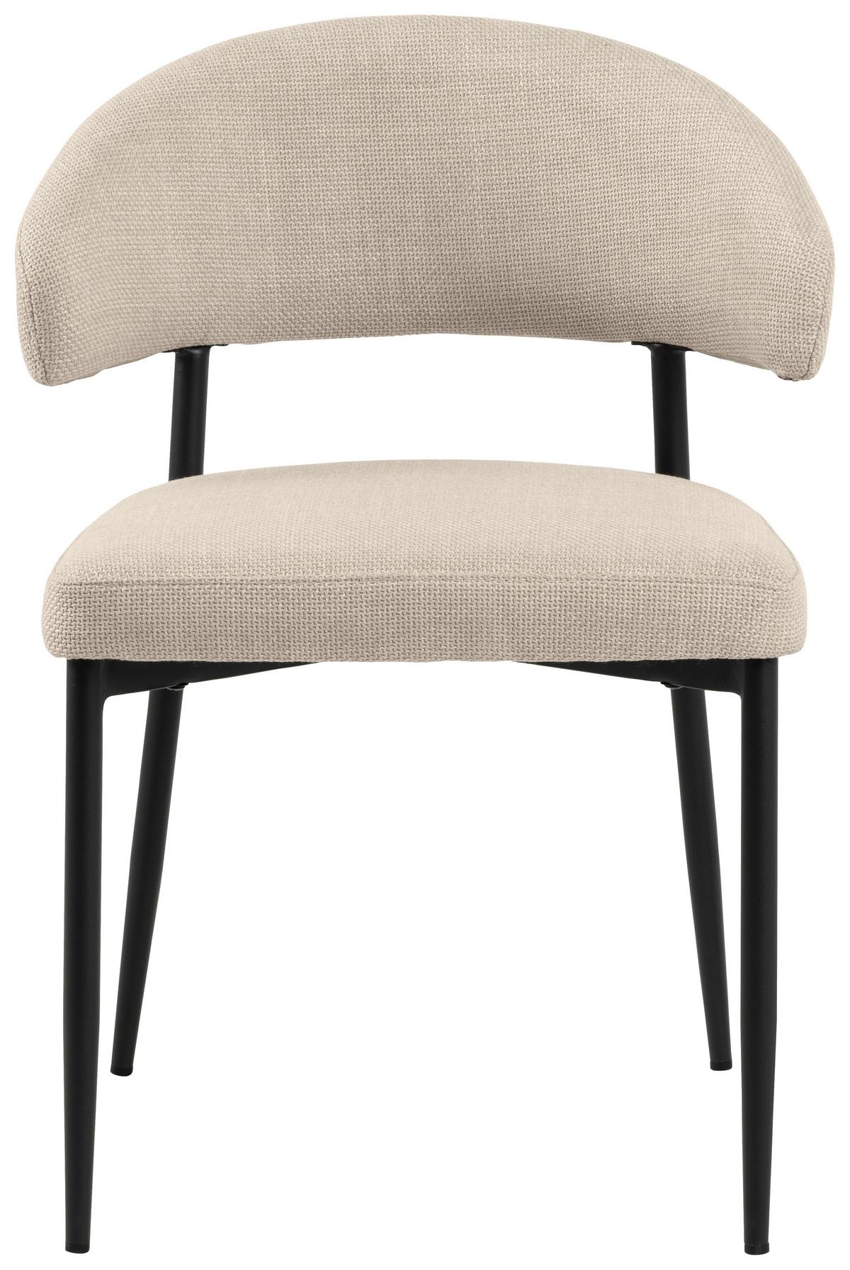 Esszimmerstuhl Edina Beige Metall-Beine - Beige/Schwarz, Trend, Textil/Metall (56/77/55cm) - MID.YOU