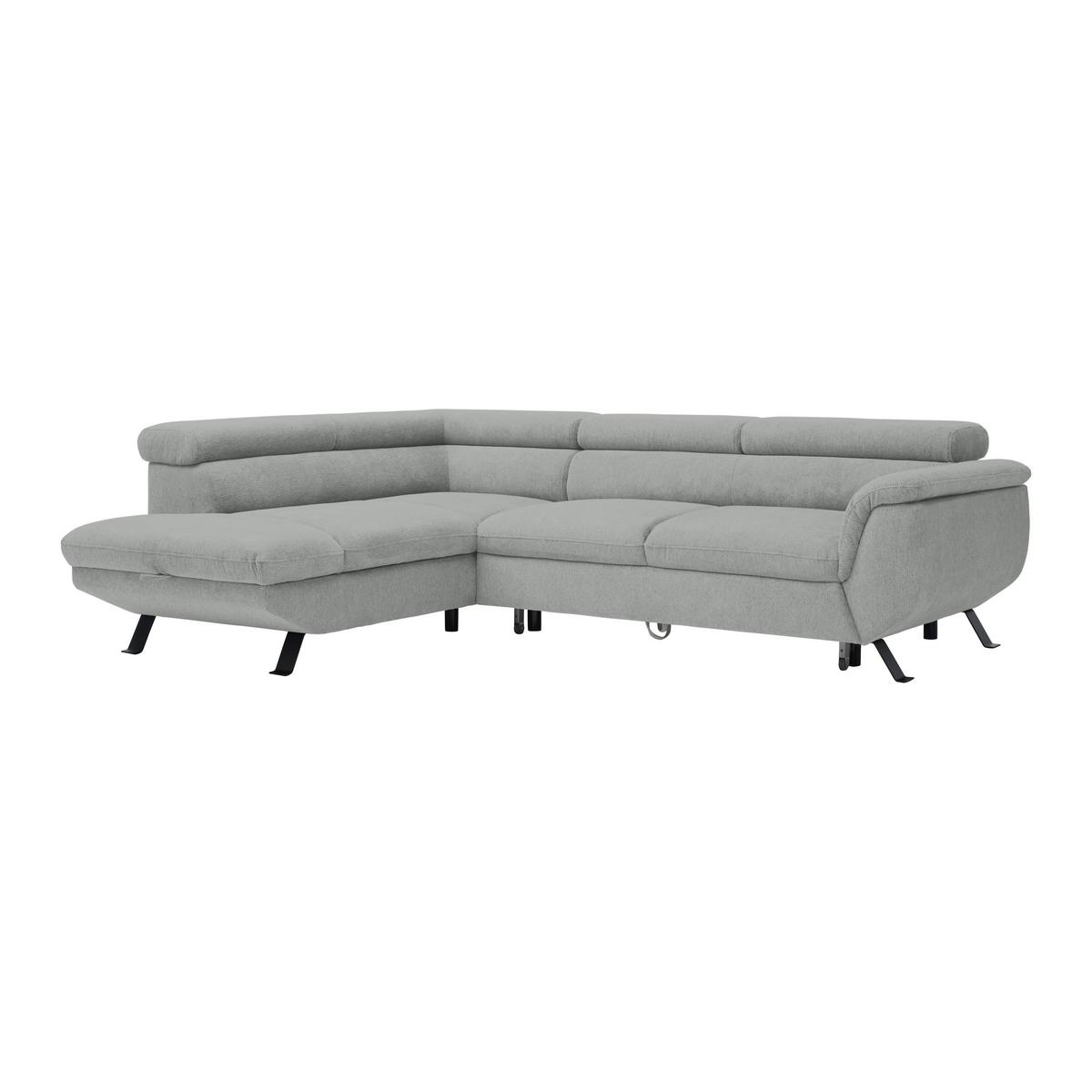 Rohová sedačka RAVEN, ľavá, svetlosivá - čierna/svetlosivá, Modern, kov/textil (198/257cm) - Mömax